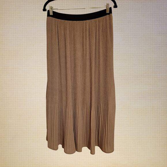 Adrianna Papell Pink Polka Dot Ruffle Skirt Women's Medium Pleated Flowy Casual - Picture 1 of 7
